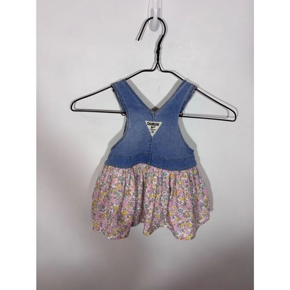 OshKosh B’gosh denim floral overall dress girls baby 12 months